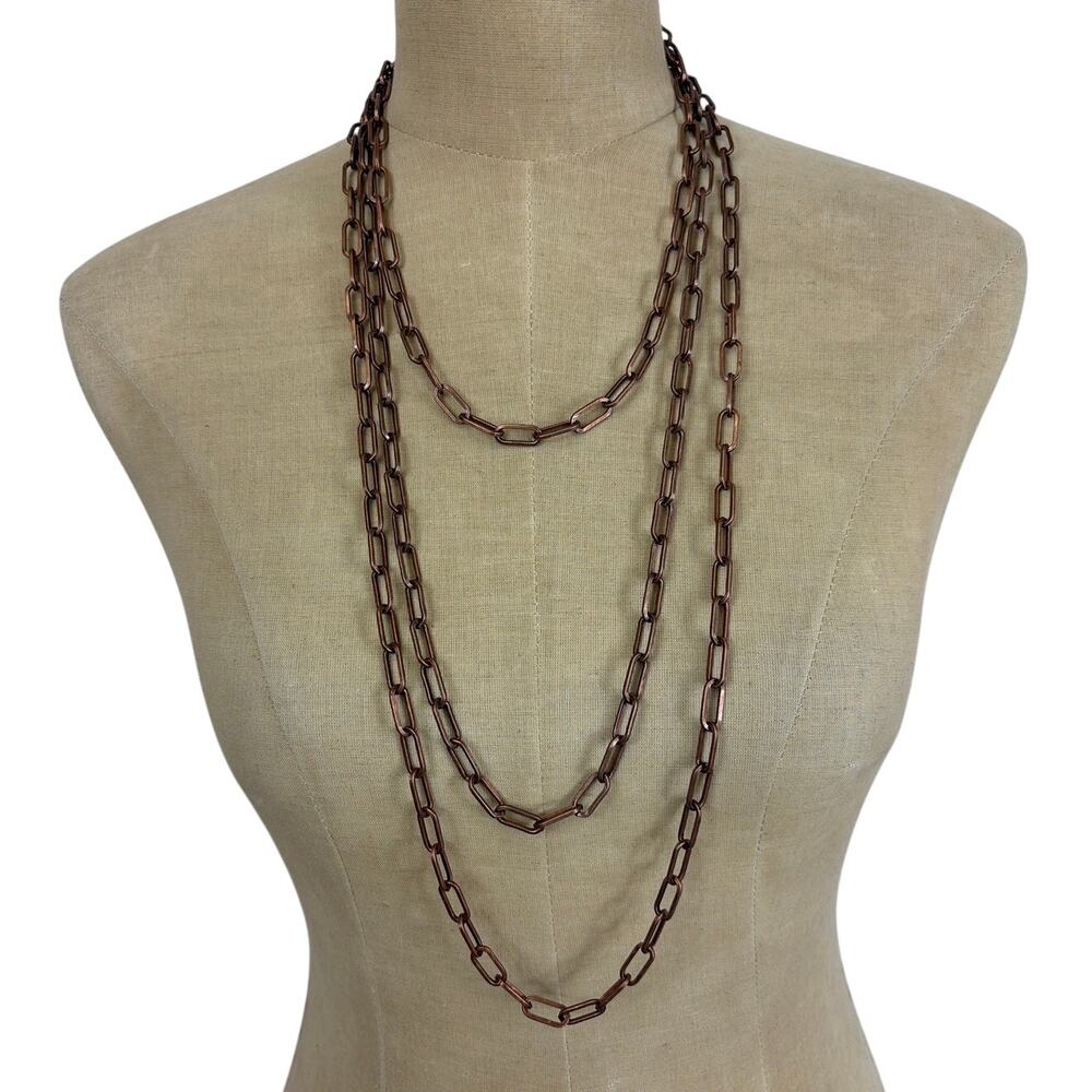 LOT 3 NEW Artisanal Antiqued Copper Layering Chain Necklaces